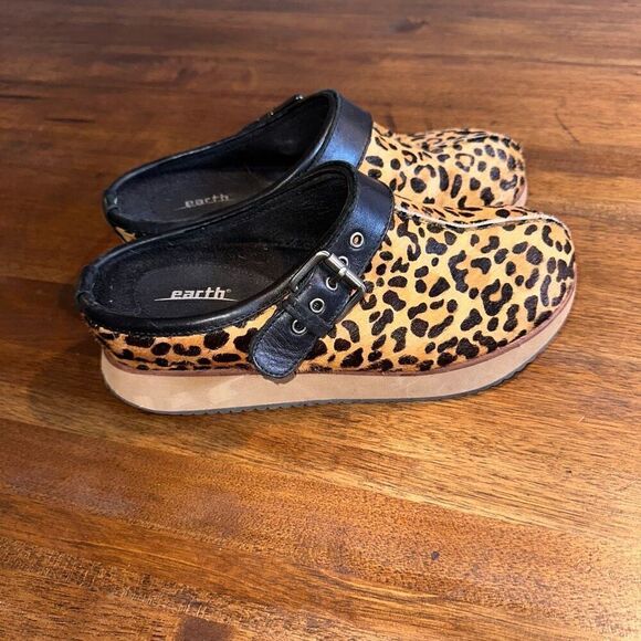 Earth Lyra Navy Blue Velvet Leather Clogs Mules Slide-on - Picture 2 of 7